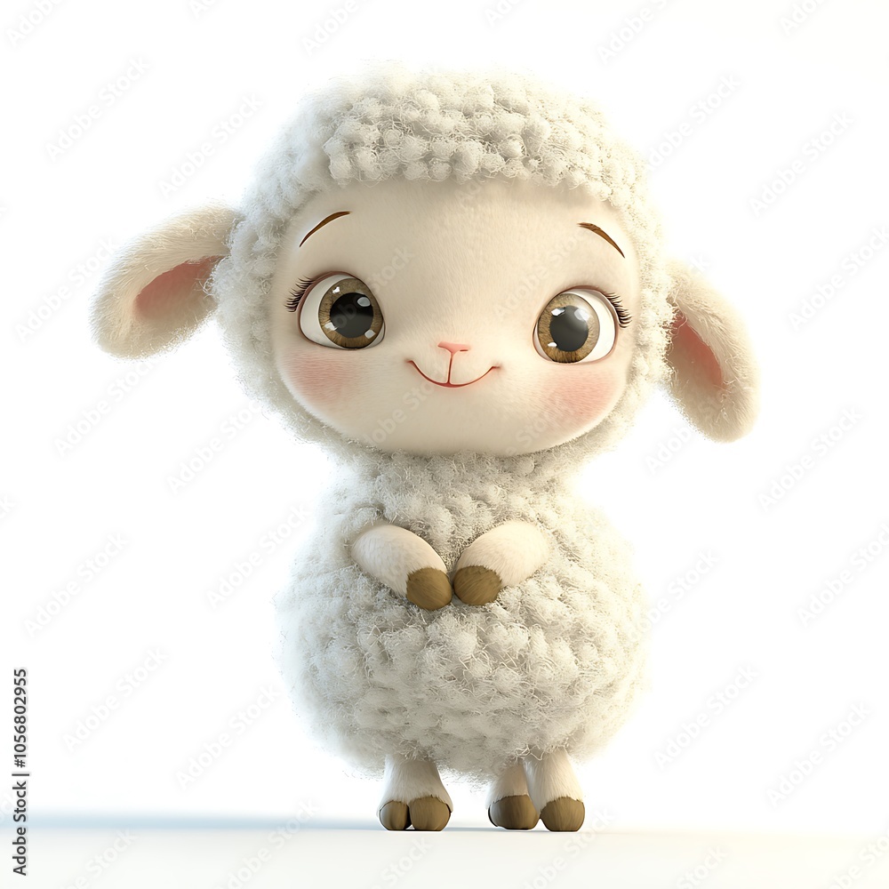 Cartoon baby lamb with a woolly coat on a white background. Cartoon baby lamb with a woolly coat on a white background.