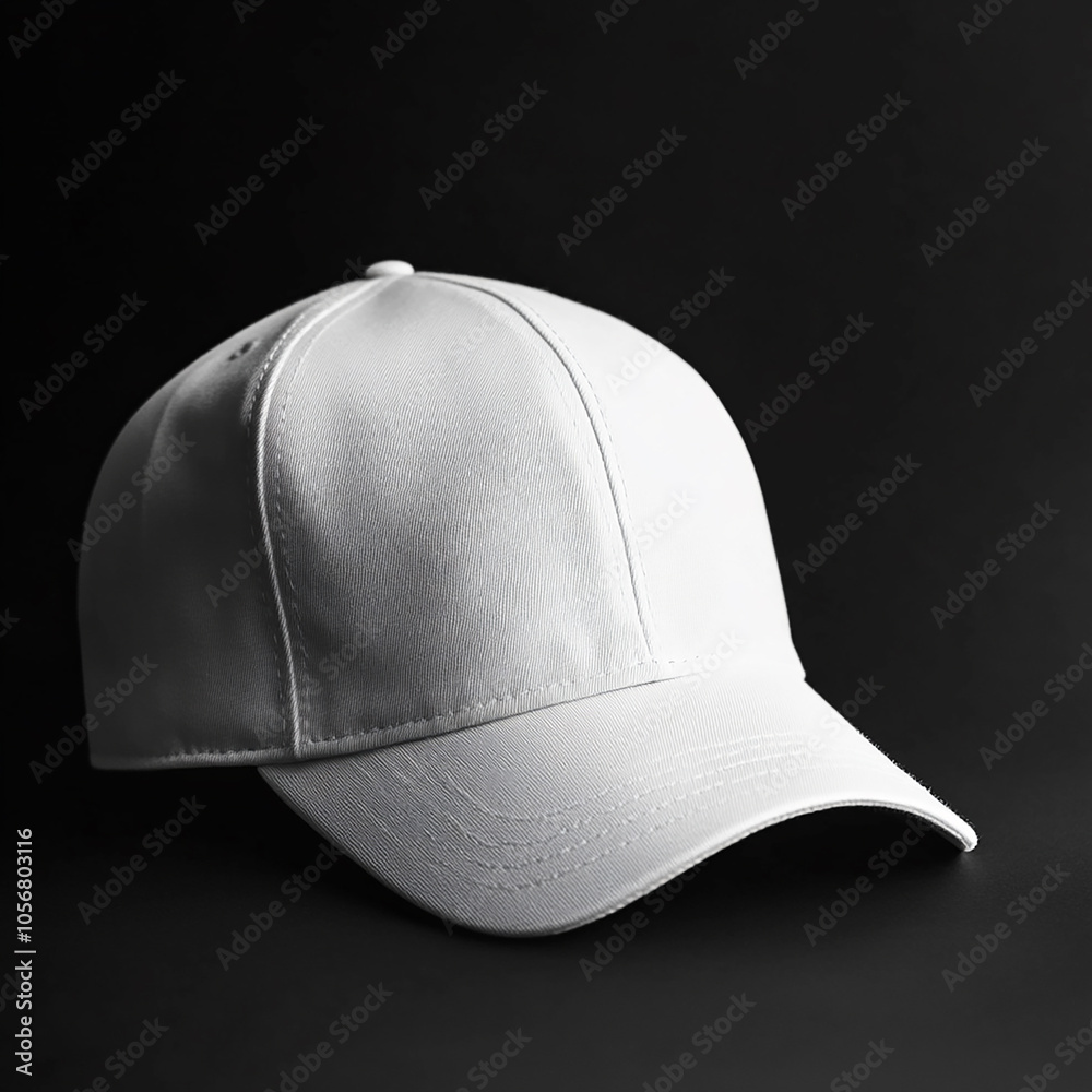 Isolated white Cap mockup with black background