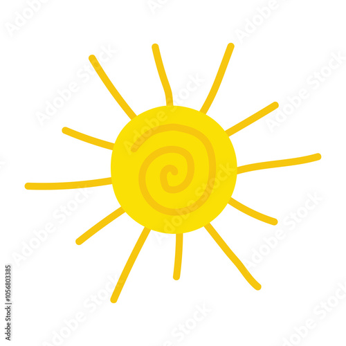 Cute hand drawn sun icon. Vector illustration