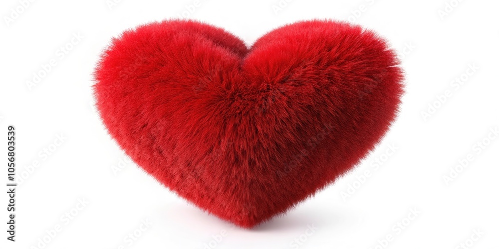 Stunning Red Volumetric Fur Heart Isolated on White Background - Panoramic Photography, Romantic Decoration, Textured Love Symbol, Ideal for Valentine’s Day and Heart-themed Designs Stunning Red Volumetric Fur Heart Isolated on White Background - Panoramic Photography, Romantic Decoration, Textured Love Symbol, Ideal for Valentine’s Day and Heart-themed Designs