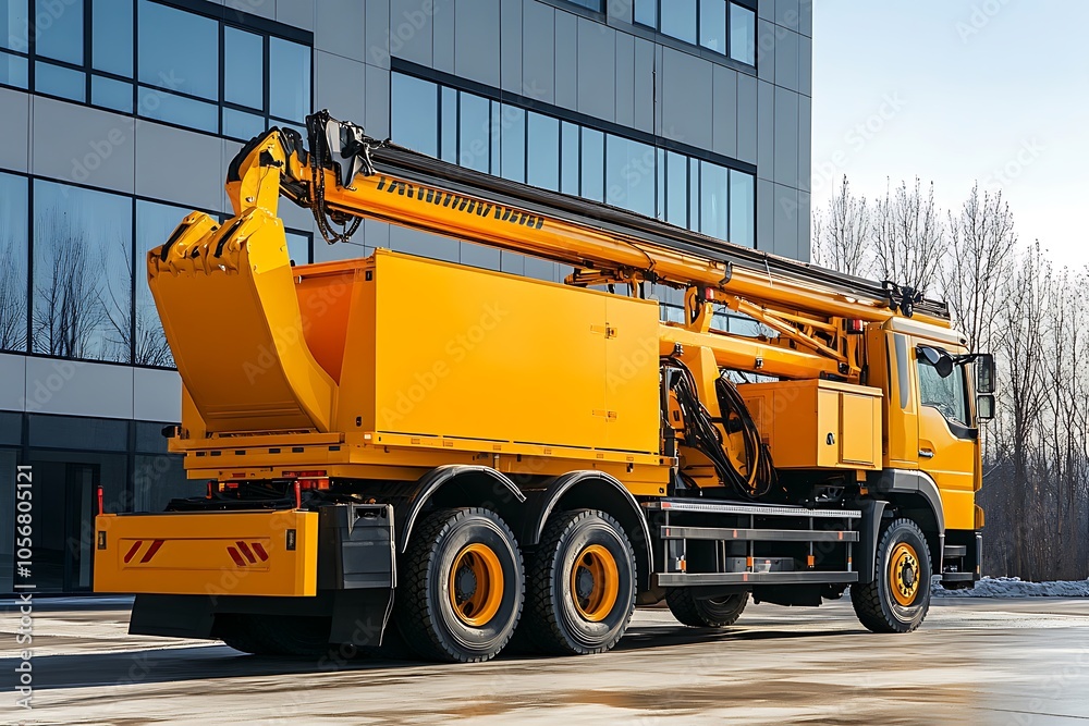 Industrial crane working and lifting power generator under sunlight and blue sky, heavy equipment crane. Industrial crane working and lifting power generator under sunlight and blue sky, heavy equipment crane.