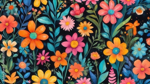 Wallpaper Mural seamless pattern with flowers Torontodigital.ca