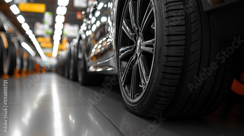 Car tire black banner background. Tires for sale in shop