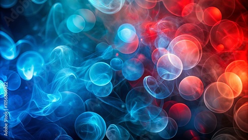 Abstract ethereal swirls of vibrant blue and red light create a dynamic interplay of energy and form