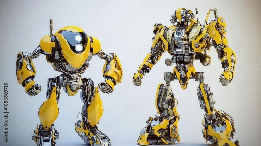 Two Futuristic AI Robots Showcase Advanced Design Generative AI Two Futuristic AI Robots Showcase Advanced Design Generative AI