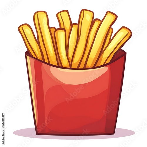 A cartoon french fries box on a white background.
