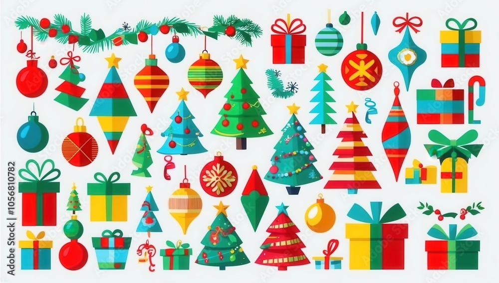 set of christmas elements set of christmas elements