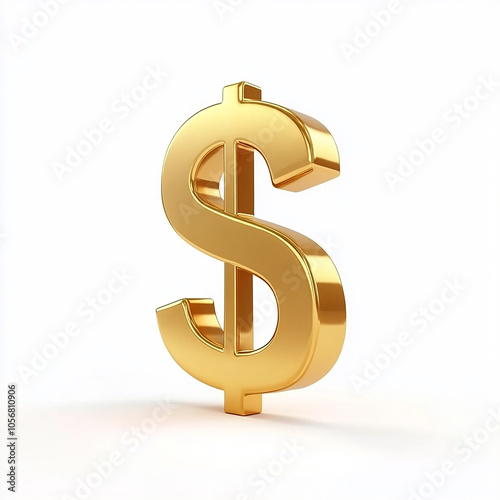 3D gold Doller symbol icon isolated on white background,