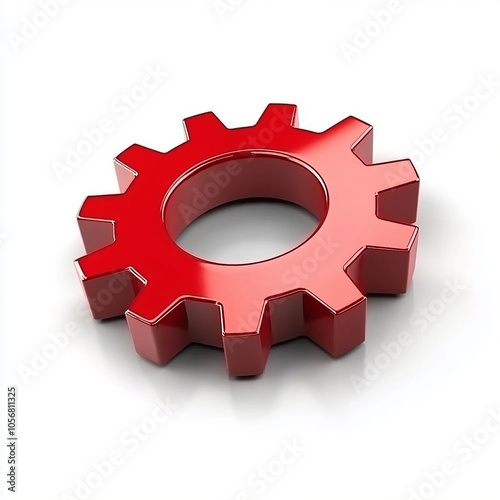 3D red Gear symbol icon isolated on white background