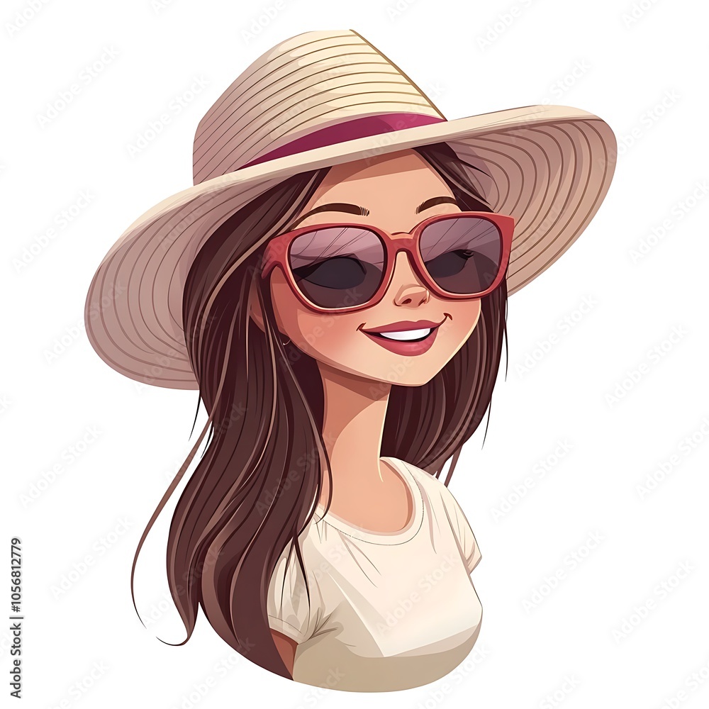 Cartoon girl with a sassy smile, wearing hoop earrings and a crop top on a white background.