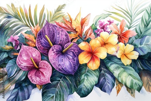 Wallpaper Mural Tropical Floral Watercolor Painting Torontodigital.ca