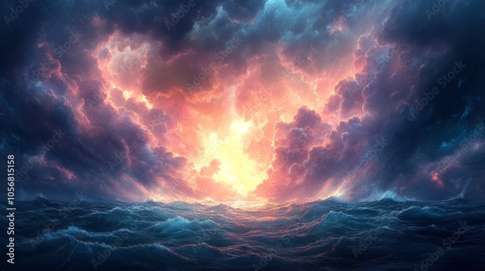 Dramatic Sunset Over a Stormy Sea Dramatic Sunset Over a Stormy Sea
