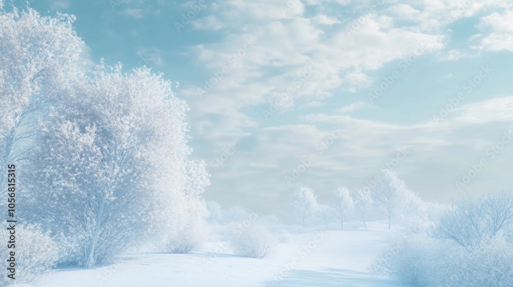 Serene Winter Wonderland - Tranquil Snowy Landscape with Majestic Trees Serene Winter Wonderland - Tranquil Snowy Landscape with Majestic Trees