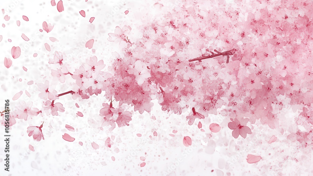 Fototapeta premium Watercolor Cherry blossom blooming flower,Sakura tree or forest side view,Cherry tree spring flower background,elements for environment and garden,botanical in spring season.