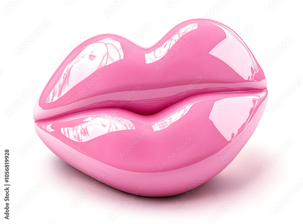 A glossy, sculpted pink lips shape displayed on a plain white background. The high-gloss finish and bright pink color. Striking, bold aesthetic, ideal for beauty, fashion, or pop art-related themes A glossy, sculpted pink lips shape displayed on a plain white background. The high-gloss finish and bright pink color. Striking, bold aesthetic, ideal for beauty, fashion, or pop art-related themes