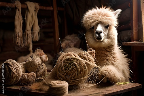 alpacas spinning yarn from their fur their busy fingers creating