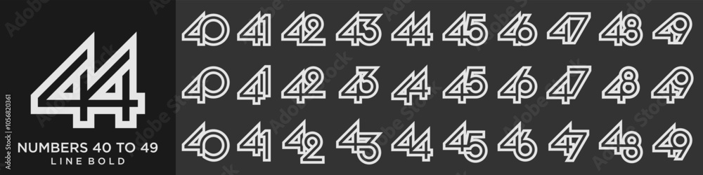 collection of creative number 40 to 49 logo designs. abstract number design vector illustration