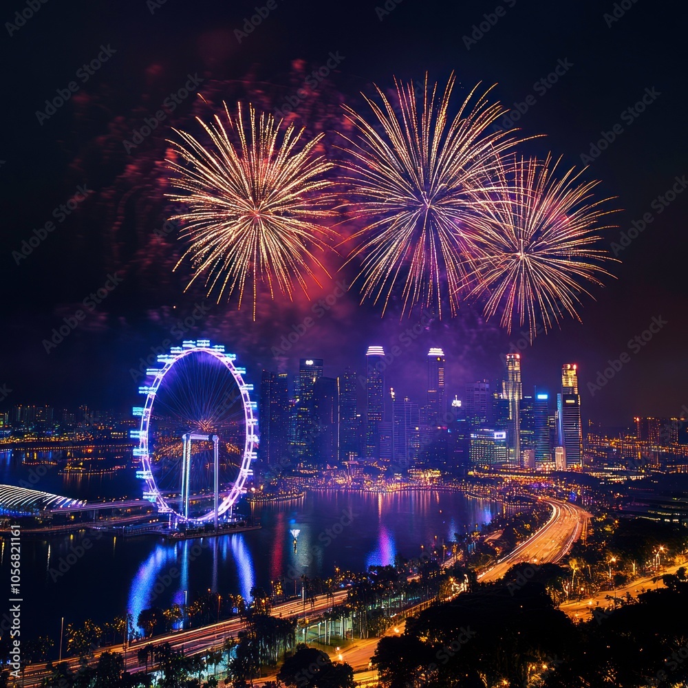 Fototapeta premium New Year Eve countdown and light show