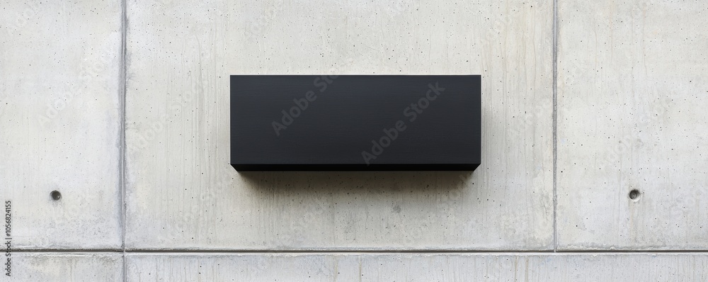 Simple black signboard on exterior wall, ready for custom logo, minimalist storefront branding concept Simple black signboard on exterior wall, ready for custom logo, minimalist storefront branding concept