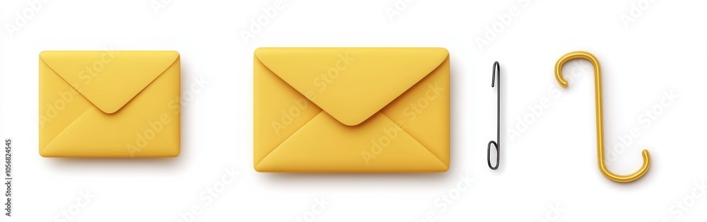 Stylish Yellow Envelopes & Golden Hook