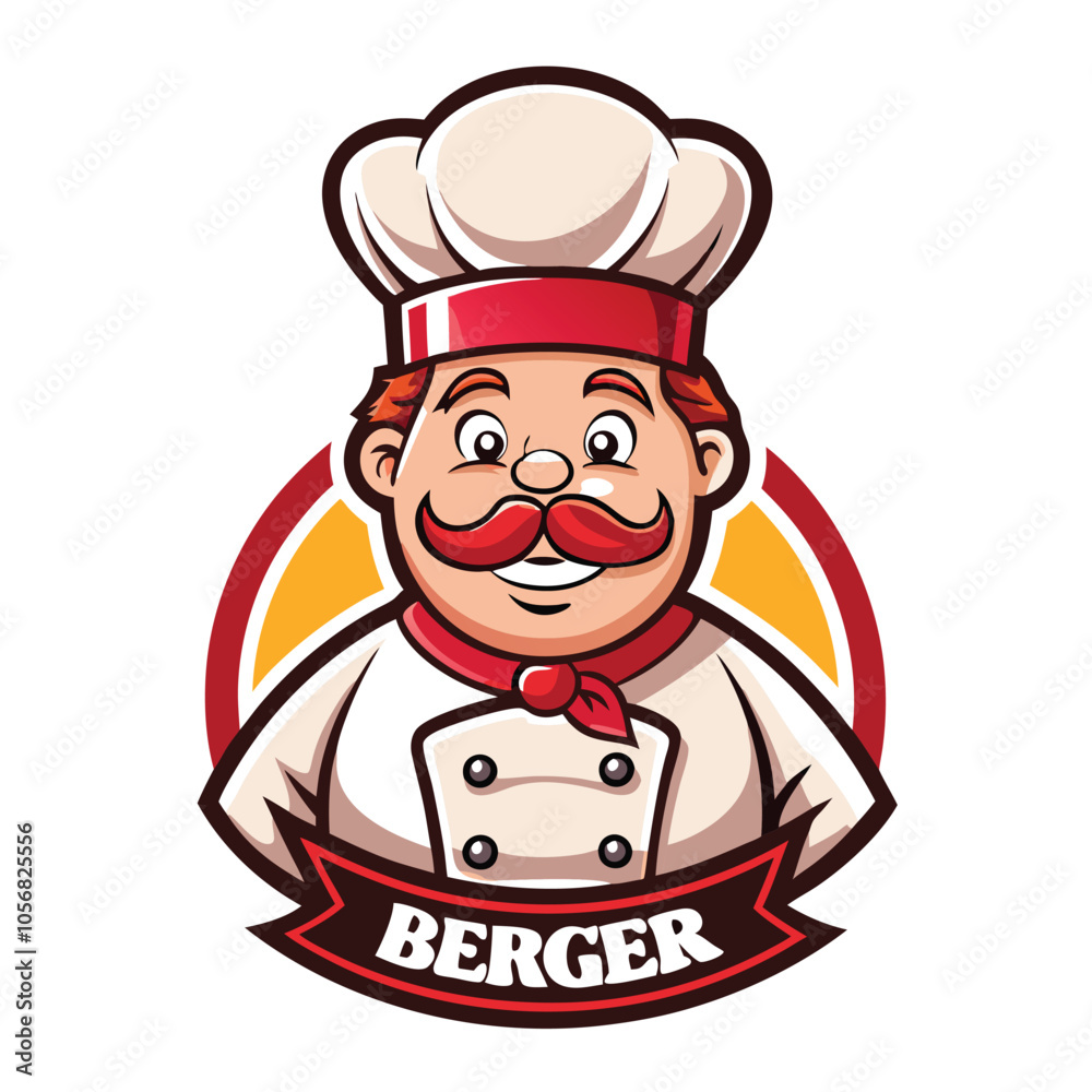 Detailed chef with Berger logo template Detailed chef with Berger logo template