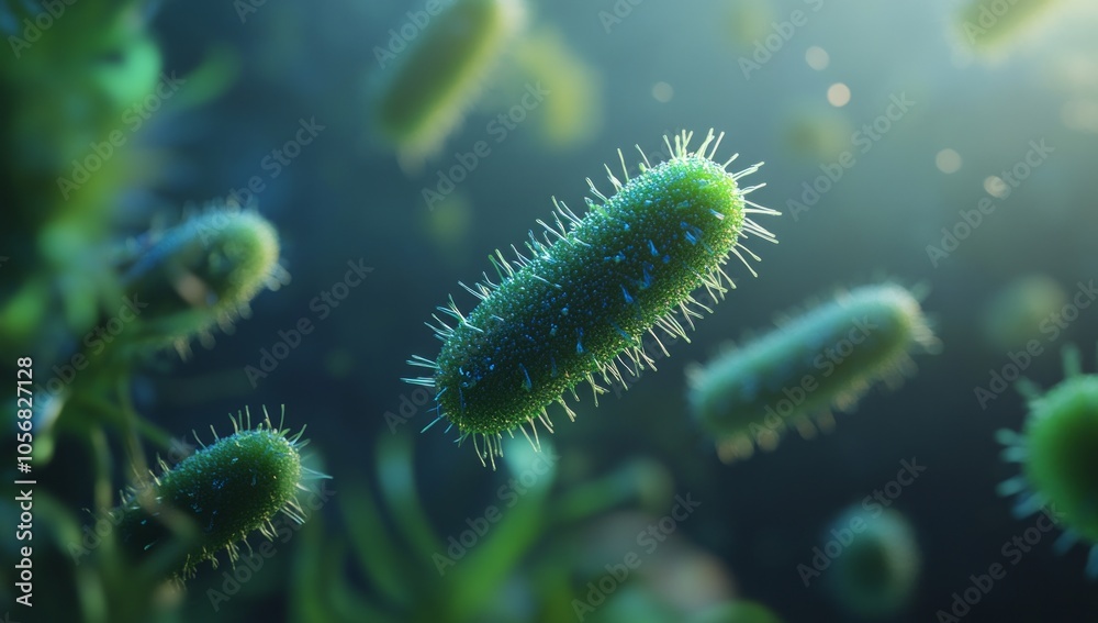 Naklejka premium Intricate Microscopic Bacteria