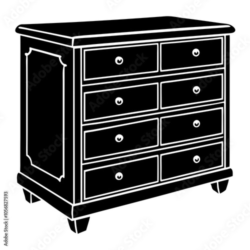 chest of drawers isolated on white
