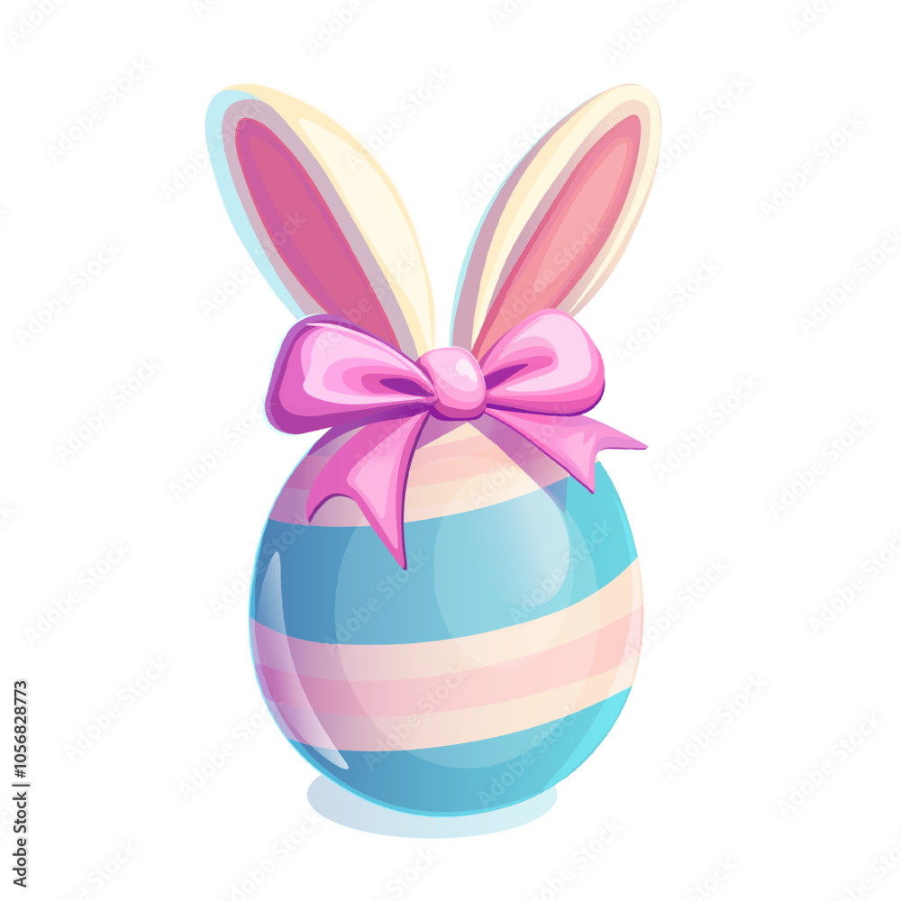 Easter Egg with Bunny Ears and Pink Bow. Cute Bunny Eared Egg for Easter. Easter Egg with Bunny Ears and Pink Bow. Cute Bunny Eared Egg for Easter.