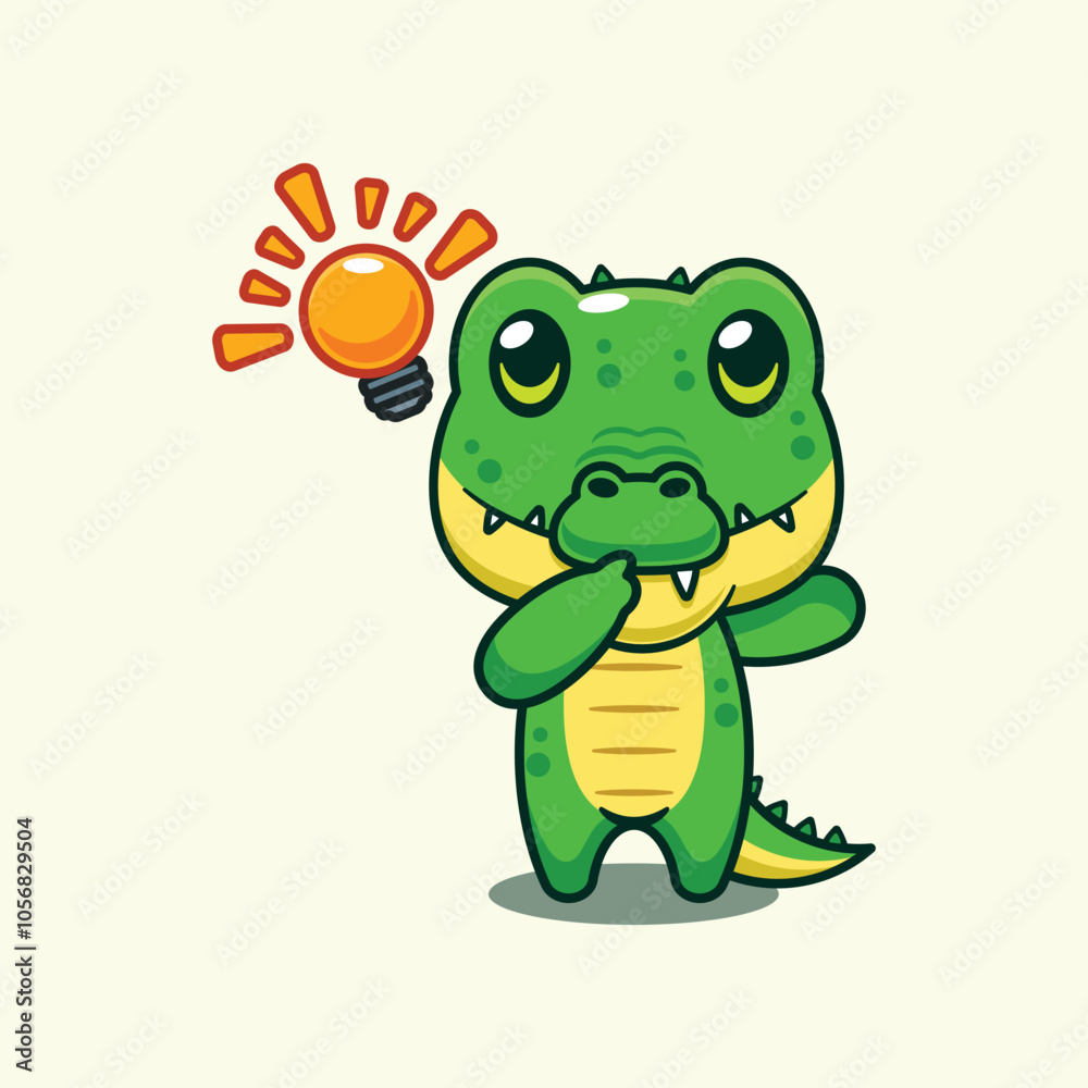 Crocodile get an idea cartoon vector illustration. Crocodile get an idea cartoon vector illustration.