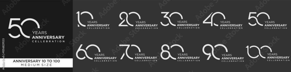 collection of creative number 10 to 100 logo designs. abstract number design vector illustration collection of creative number 10 to 100 logo designs. abstract number design vector illustration