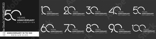 collection of creative number 10 to 100 logo designs. abstract number design vector illustration