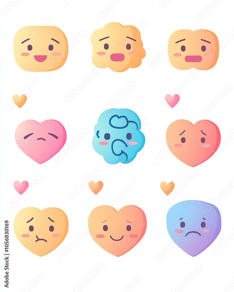 IQ and EQ Leader skills Emojis expressing various emotions, white background IQ and EQ Leader skills Emojis expressing various emotions, white background