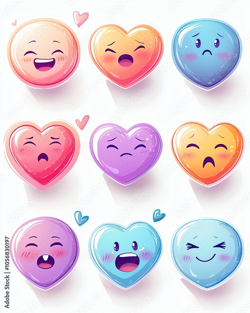 IQ and EQ Leader skills Colorful heart emojis with various expressions IQ and EQ Leader skills Colorful heart emojis with various expressions