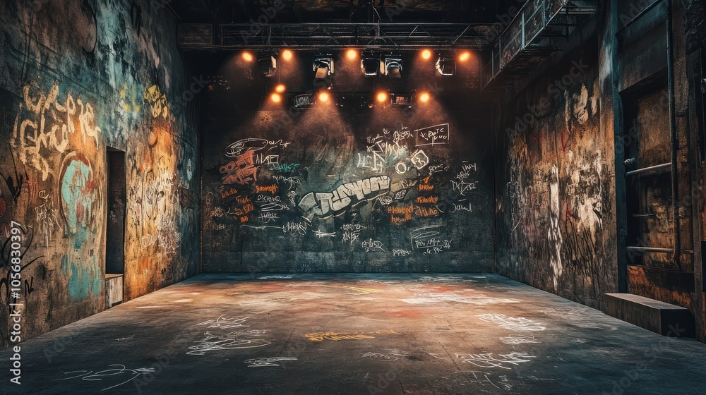 Graffiti Covered Urban Warehouse Interior Graffiti Covered Urban Warehouse Interior