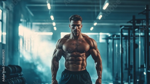 Muscular Man Performing High Intensity Workout in Gym