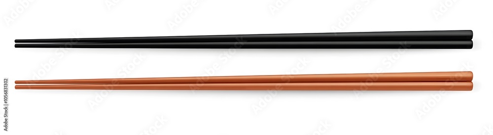 Simple Black and brown chopsticks on White Background
Simple Black and brown chopsticks on White Background