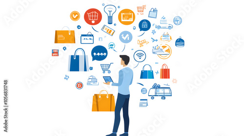 Wallpaper Mural Customer assessing quality and value through digital shopping tools Torontodigital.ca