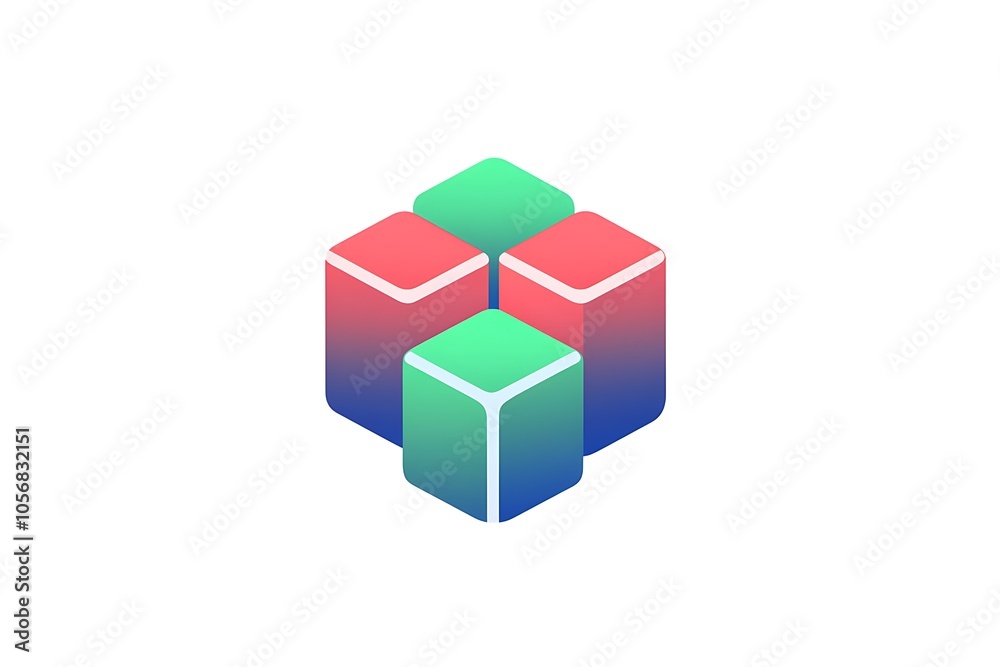 Illustration of a Cube Shaped Abstract Icon isolated on a white background