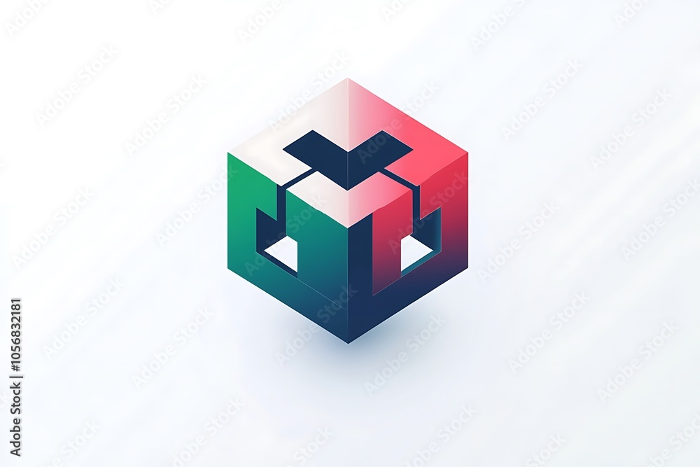 Illustration of a Cube Shaped Abstract Icon isolated on a white background Illustration of a Cube Shaped Abstract Icon isolated on a white background
