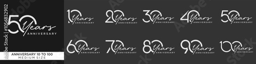 collection of creative number 10 to 100 logo designs. abstract number design vector illustration