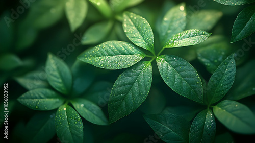 Green Leaves with Water Droplets - Close-up Photography