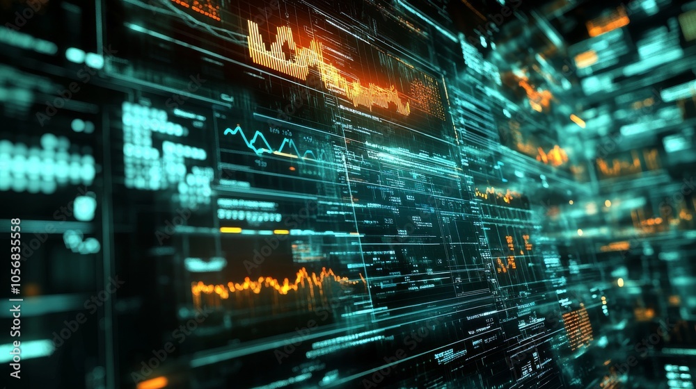 Abstract Digital Interface with Data and Graphs Abstract Digital Interface with Data and Graphs