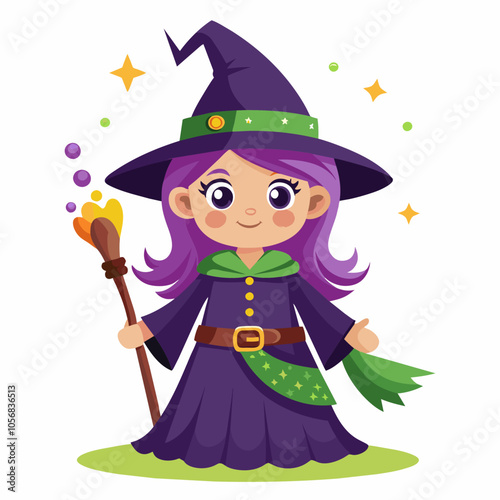 Witch on a white background for children's educational game