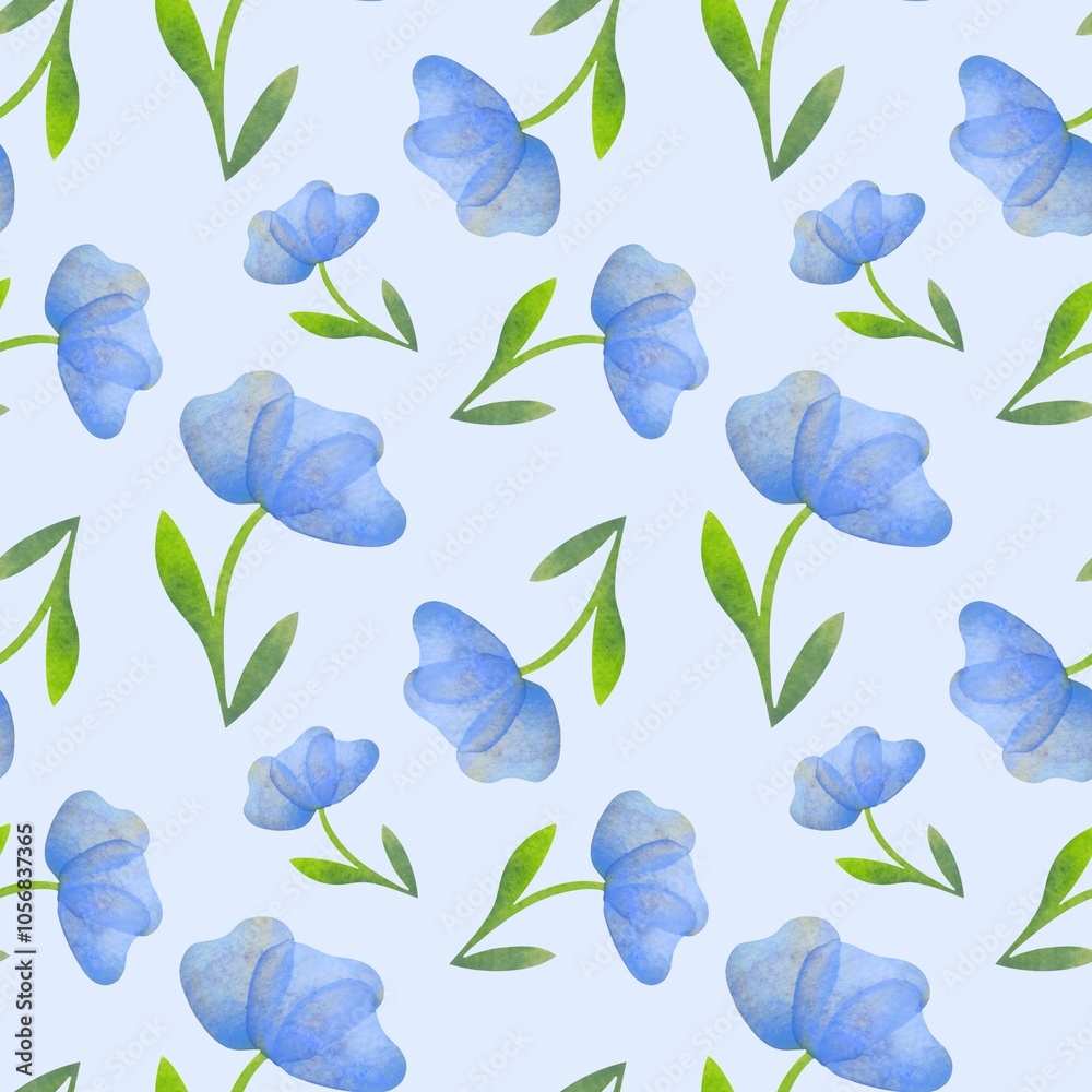 watercolor botanical seamless pattern with flowers on blue background. floral print for packaging paper, fabrics, wrapping gifts, scrapbooking wallpaper, textile watercolor botanical seamless pattern with flowers on blue background. floral print for packaging paper, fabrics, wrapping gifts, scrapbooking wallpaper, textile