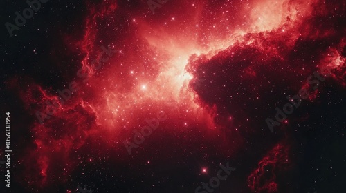 Vibrant Red Nebula in Space