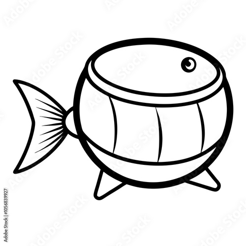 hand drawn illustration of a drum fish