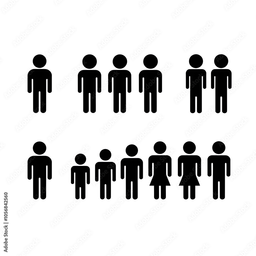 Account icon. Set of profile icons, avatars, people, change photos, settingsa