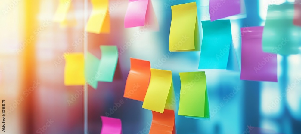 Vibrant Sticky Notes on a Board Vibrant Sticky Notes on a Board