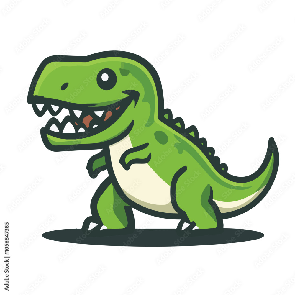 Naklejka premium Simple vector logo of a T-Rex, in green color 