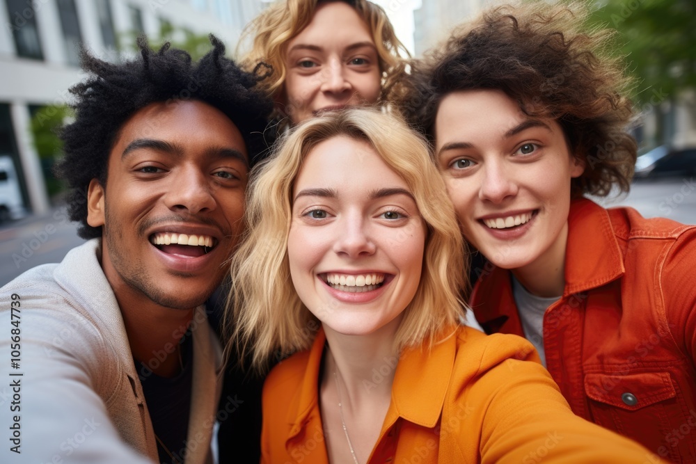Friendly Group of Young People Smiling at Camera Friendly Group of Young People Smiling at Camera